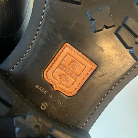 O’Keeffe Black Pebble Leather Lace Up Boots Handcrafted Italy Size UK 9 US 10 - Picture 8 of 9